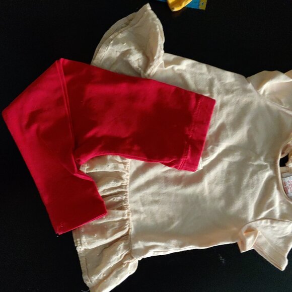 Baby girl soft pink top and red pants set 18mm - Picture 7 of 8